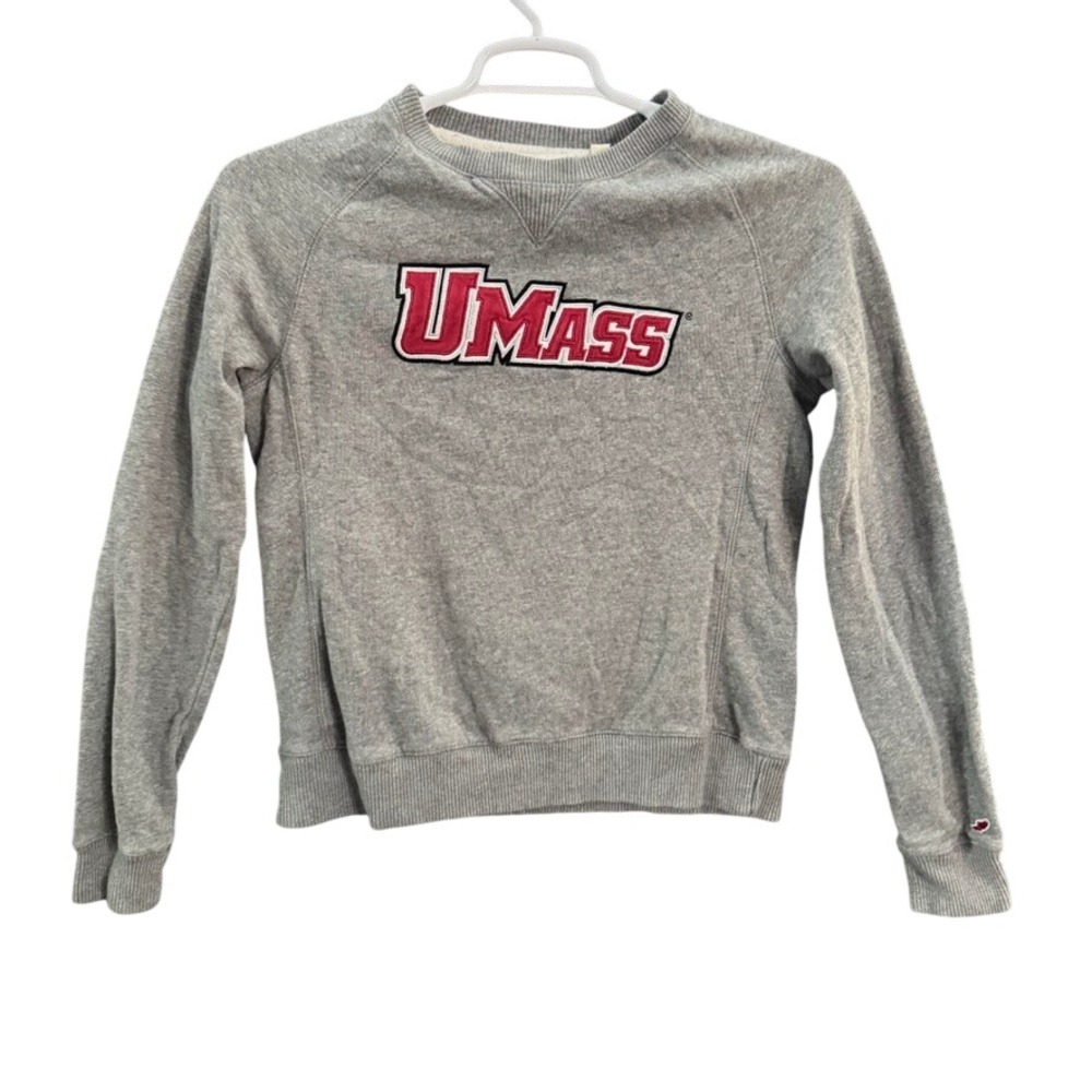 League Collegiate Outfitters UMass Amherst Grey Raglan Sweatshirt Medium